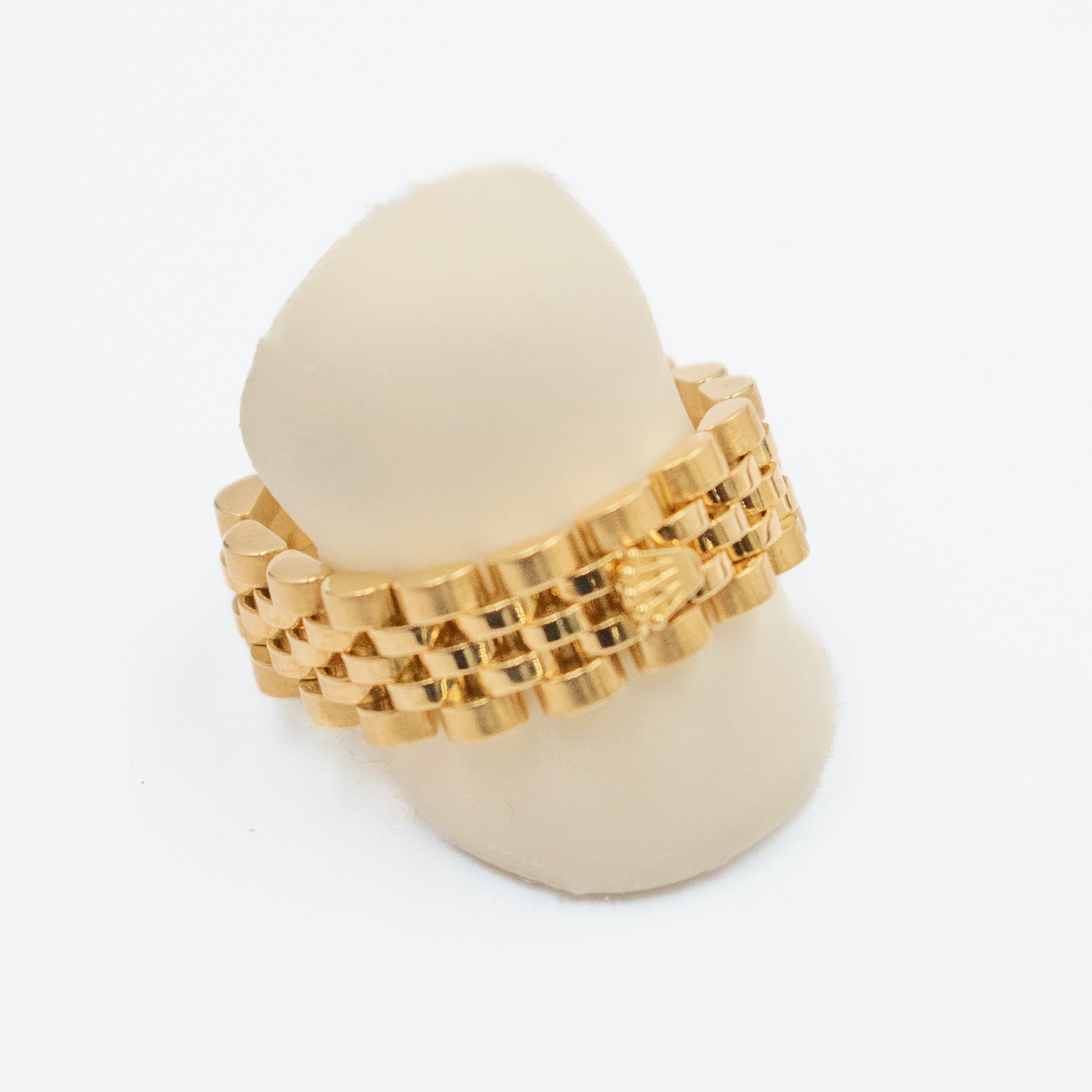 ANILLO DE ESLABON FLEXIBLE MARCA DE DISEÑADOR ORO 14K