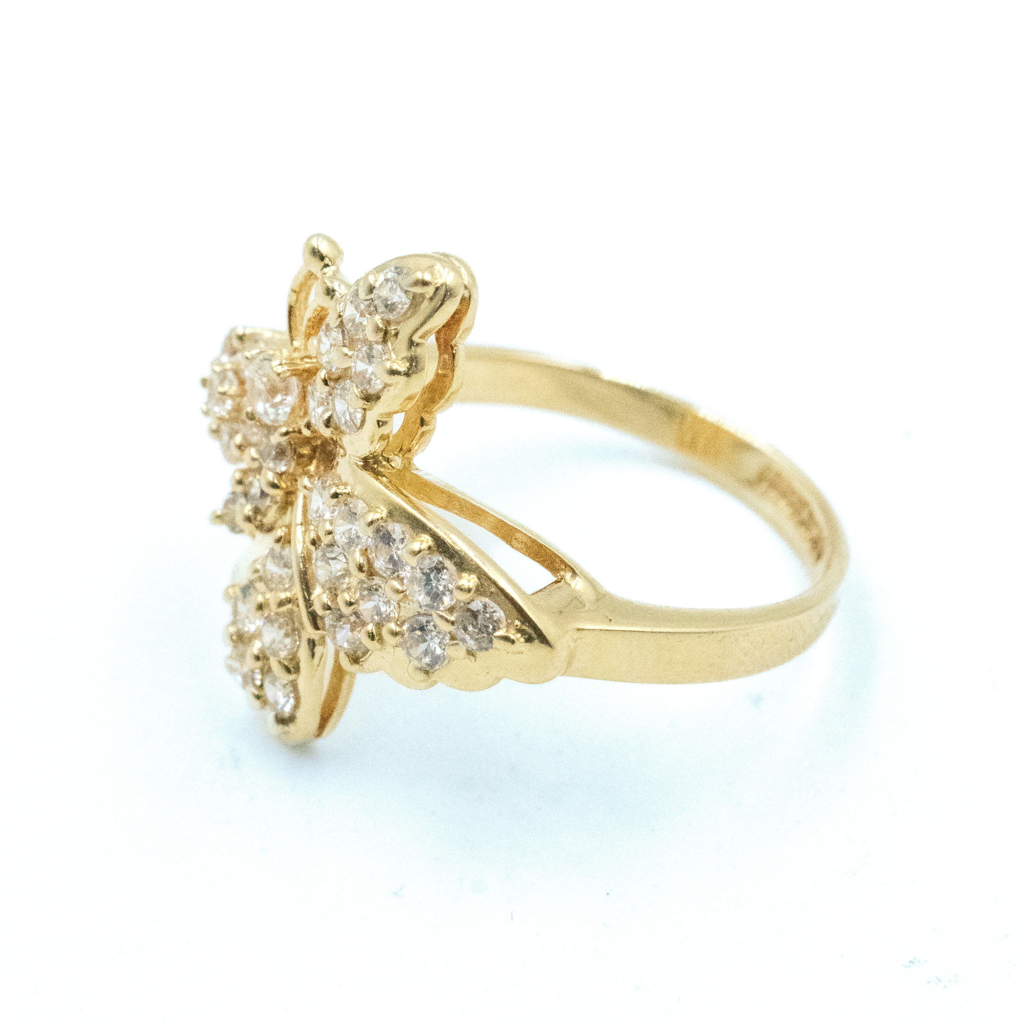 ANILLO MARIPOSA CON PIEDRAS ZIRCONIA ORO 14K