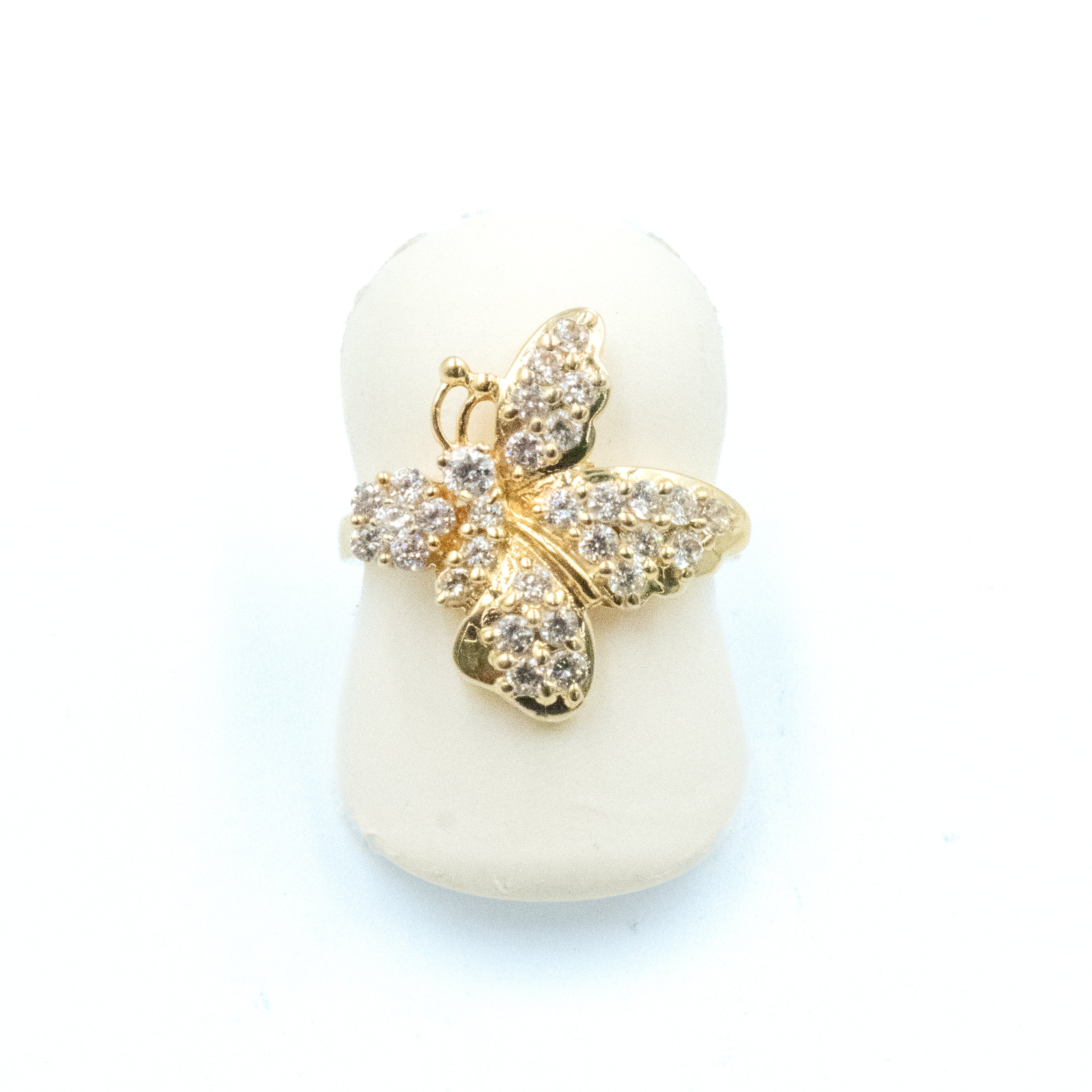 ANILLO MARIPOSA CON PIEDRAS ZIRCONIA ORO 14K