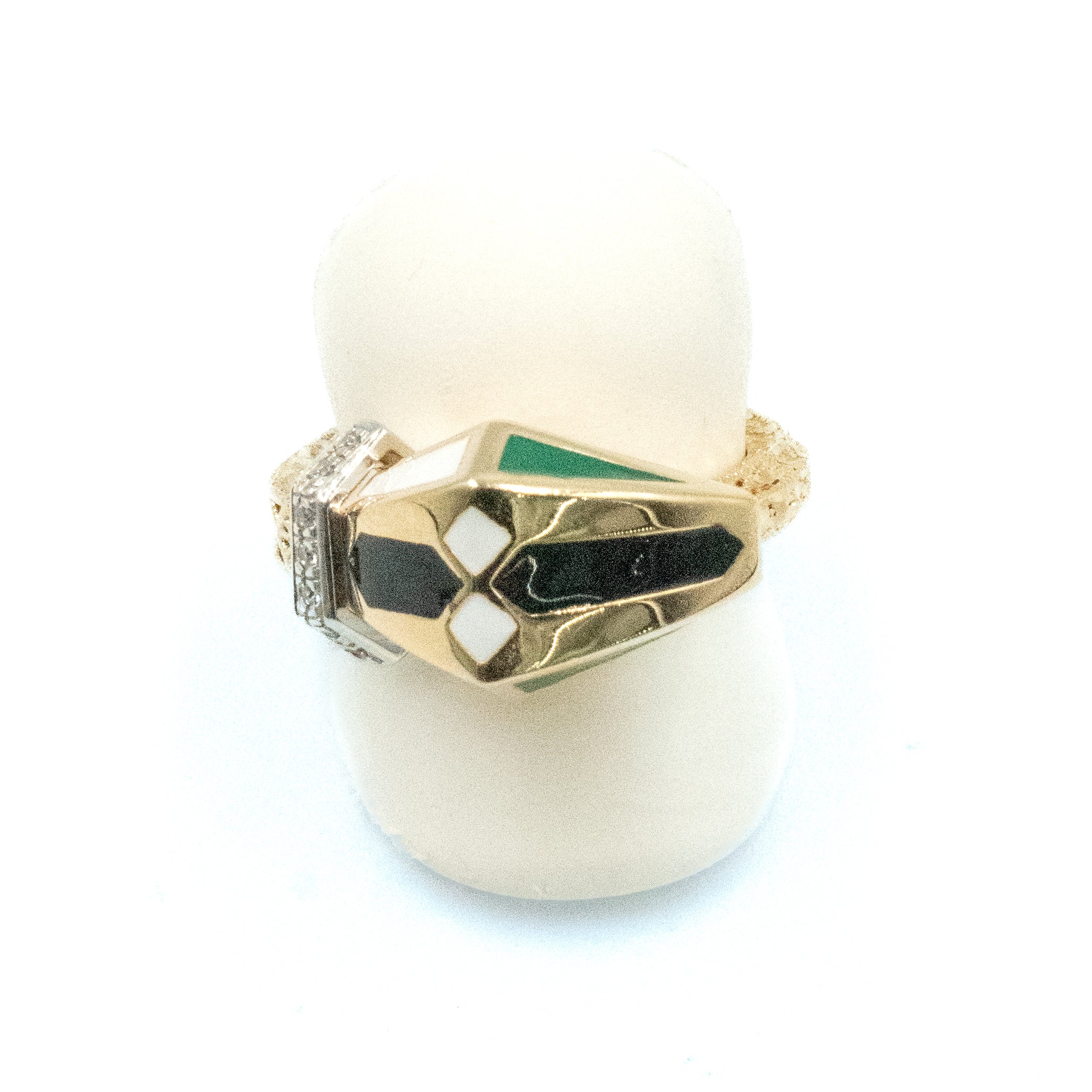 ANILLO TIPO VIBORA CON ESMALTE ORO 14K