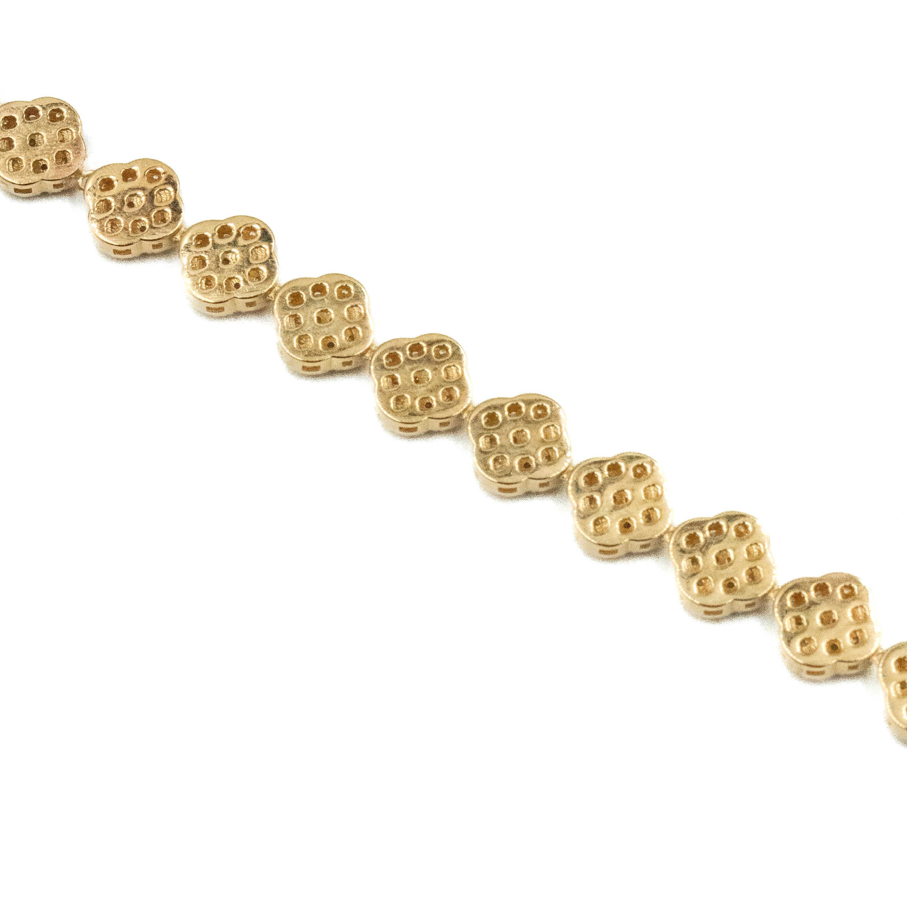 PULSERA DE TREBOL CON PIEDRAS ZIRCONIAS ORO 14K