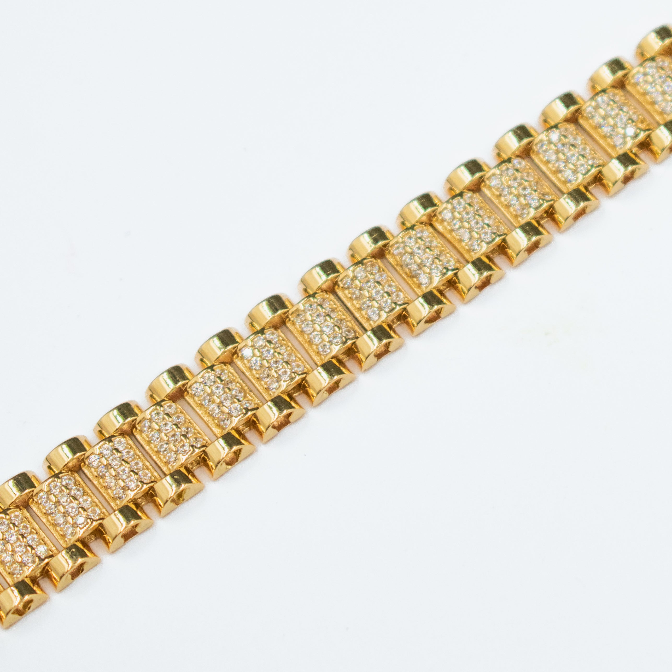 PULSERA AMARILLA CON PIEDAS ZIRCONIAS MARCA DE DISEÑADOR ORO 14K