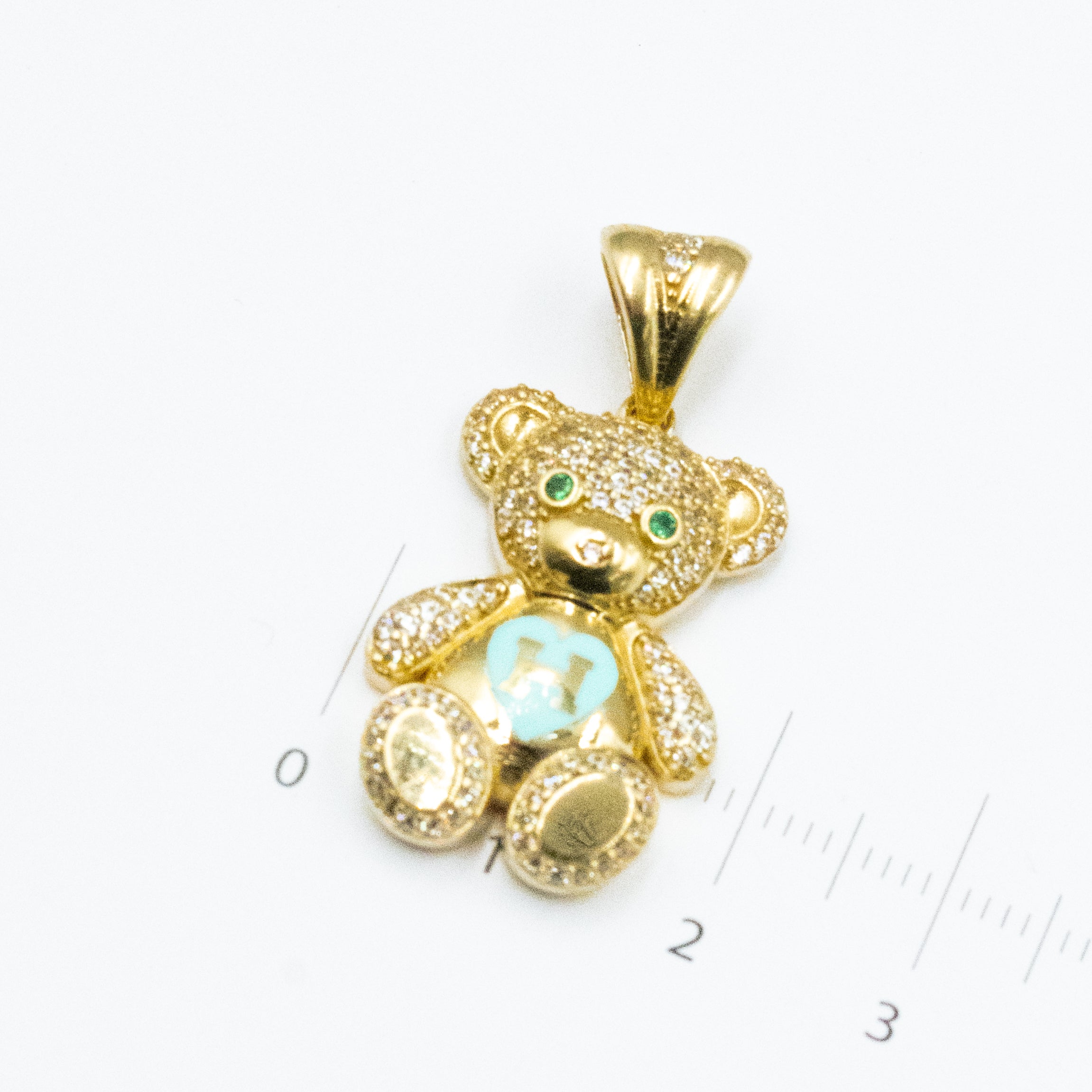 DIJE DE OSO CON PIEDRAS ZIRCONIAS H ORO 14K